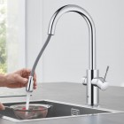 Grohe Blue Home bateria kuchenna stojąca z wyciąganą wylewką zestaw startowy chrom 31541000