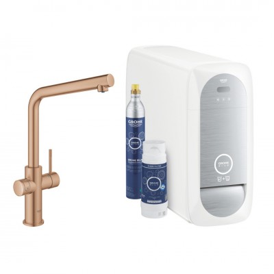 Grohe Blue Home bateria kuchenna stojąca zestaw startowy brushed warm sunset 31454DL1