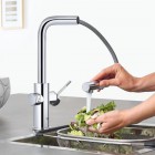 Grohe Blue Home bateria kuchenna stojąca z wyciąganą wylewką zestaw startowy chrom 31539000
