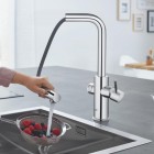 Grohe Blue Home bateria kuchenna stojąca z wyciąganą wylewką zestaw startowy chrom 31539000