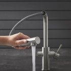 Grohe Blue Home bateria kuchenna stojąca z wyciąganą wylewką zestaw startowy stal 31539DC0