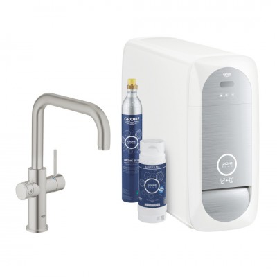 Grohe Blue Home bateria kuchenna stojąca zestaw startowy stal 31456DC1