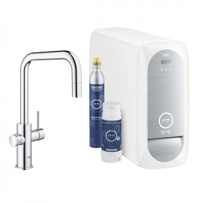 Grohe Blue Home bateria kuchenna stojąca z wyciąganą wylewką zestaw startowy chrom 31543000
