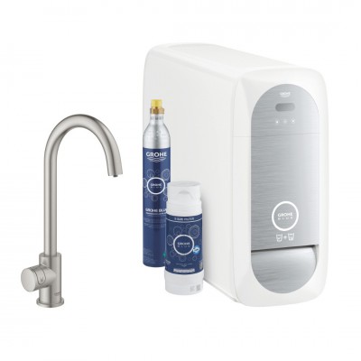 Grohe Blue Home zawór kuchenny stojący zestaw startowy stal 31498DC1