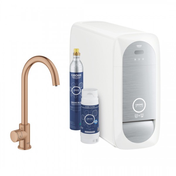 Grohe Blue Home zawór kuchenny stojący zestaw startowy brushed warm sunset 31498DL1