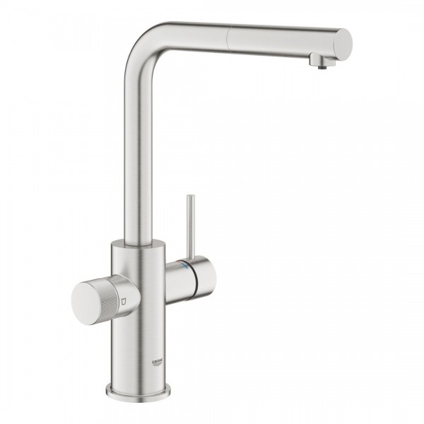 Grohe Blue Pure Minta bateria kuchenna stojąca filtrująca z wyciąganą wylewką stal 30590DC0