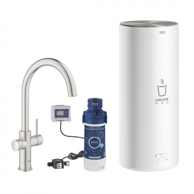 Grohe Red Duo bateria kuchenna stojąca z bojlerem L stal 30079DC1