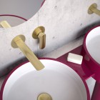 Vedo Aletta Spazzo bateria umywalkowa podtynkowa wylewka 19,5 cm z korkiem klik klak złoty szczotkowany VBA5012/C/SZ