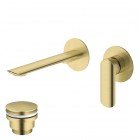 Vedo Aletta Spazzo bateria umywalkowa podtynkowa wylewka 19,5 cm z korkiem klik klak złoty szczotkowany VBA5012/C/SZ