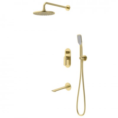 Vedo Aletta Spazzo zestaw wannowy podtynkowy I deszczownica 25 cm złoto szczotkowane VBA5231/25/SZ