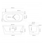 Oltens Hulda wanna wolnostojąca 160x75 cm przyścienna biały połysk 12020000