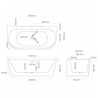 Oltens Hulda wanna wolnostojąca 170x80 cm przyścienna biały połysk 12021000