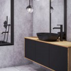 Oltens Hamnes Thin umywalka 49,5x35,5 cm nablatowa owalna czarny mat 40319300