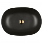 Oltens Hamnes Thin umywalka 60,5x41,5 cm nablatowa owalna czarny mat 40320300