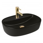 Oltens Hamnes Thin umywalka 51x39 cm nablatowa owalna czarny mat 41313300