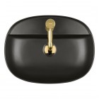 Oltens Hamnes Thin umywalka 51x39 cm nablatowa owalna czarny mat 41313300