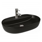 Oltens Hamnes Thin umywalka 62x42 cm nablatowa owalna czarny mat 41314300