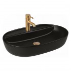 Oltens Hamnes Thin umywalka 62x42 cm nablatowa owalna czarny mat 41314300