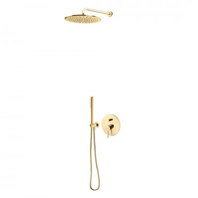 Oltens Molle kompletny zestaw prysznicowy podtynkowy deszczownica 30 cm złoty połysk 36600800