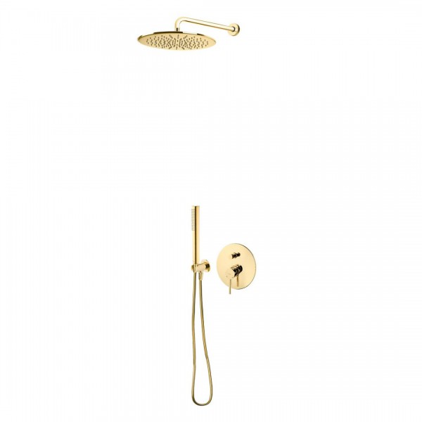 Oltens Molle kompletny zestaw prysznicowy podtynkowy deszczownica 30 cm złoty połysk 36600800