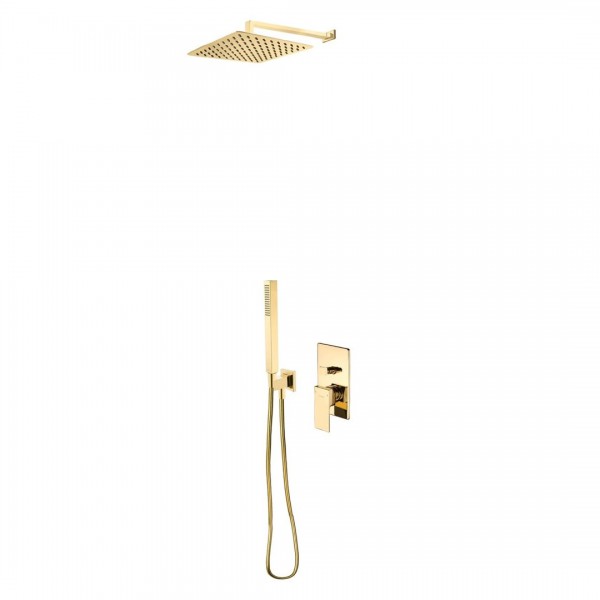 Oltens Gota kompletny zestaw prysznicowy podtynkowy deszczownica 30 cm złoty połysk 36604800