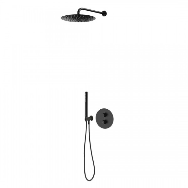Oltens Katla zestaw prysznicowy podtynkowy termostatyczny deszczownica 30 cm czarny mat 36608300