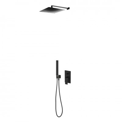 Oltens Gota kompletny zestaw prysznicowy podtynkowy deszczownica 30 cm czarny mat 36601300