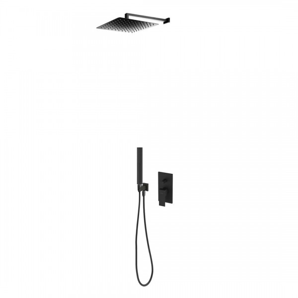 Oltens Gota kompletny zestaw prysznicowy podtynkowy deszczownica 30 cm czarny mat 36601300