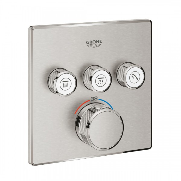 Grohe Grohtherm SmartControl bateria wannowo-prysznicowa podtynkowa termostatyczna 3 wyjścia stal 29126DC0