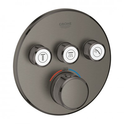 Grohe Grohtherm SmartControl bateria wannowo-prysznicowa podtynkowa termostatyczna 3 wyjścia brushed hard graphite 29121AL0