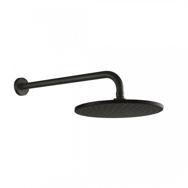 Oltens Atran deszczownica 22 cm okrągła z ramieniem ściennym czarny mat 36018300