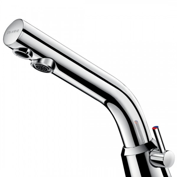 Delabie Binoptic bateria elektroniczna umywalkowa z regulatorem temperatury zasilanie 230/12 V chrom 378MCH