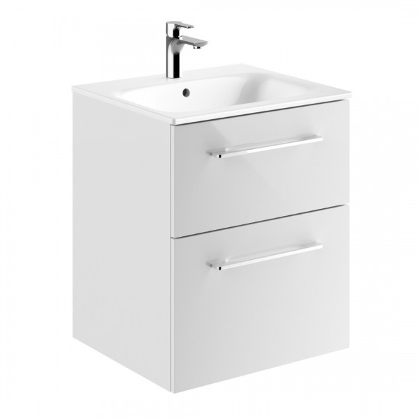 Geberit Selnova Square zestaw łazienkowy 55 cm umywalka z szafką biały połysk 501.232.00.1