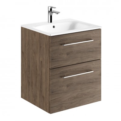 Geberit Selnova Square zestaw łazienkowy 55 cm umywalka z szafką orzech włoski hickory 501.234.00.1