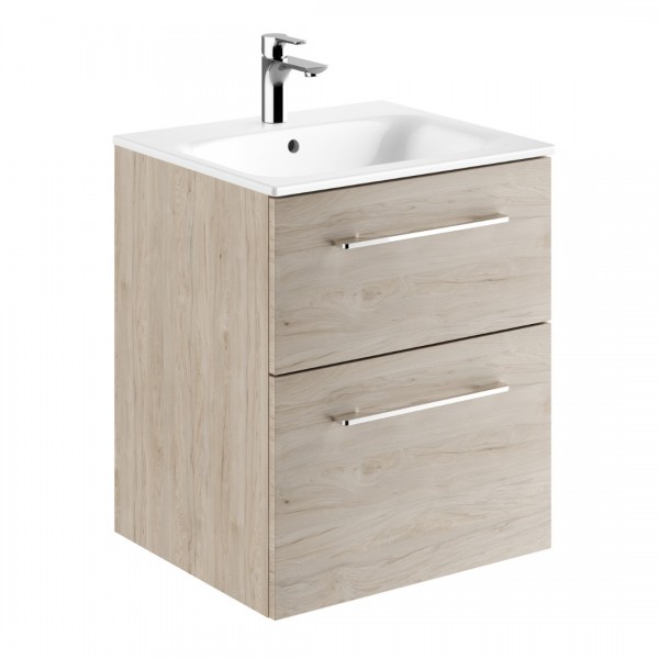 Geberit Selnova Square zestaw łazienkowy 55 cm umywalka z szafką orzech włoski hickory jasny 501.235.00.1