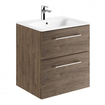 Geberit Selnova Square zestaw łazienkowy 60 cm umywalka z szafką orzech włoski hickory 501.238.00.1