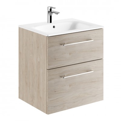 Geberit Selnova Square zestaw łazienkowy 60 cm umywalka z szafką orzech włoski hickory jasny 501.239.00.1
