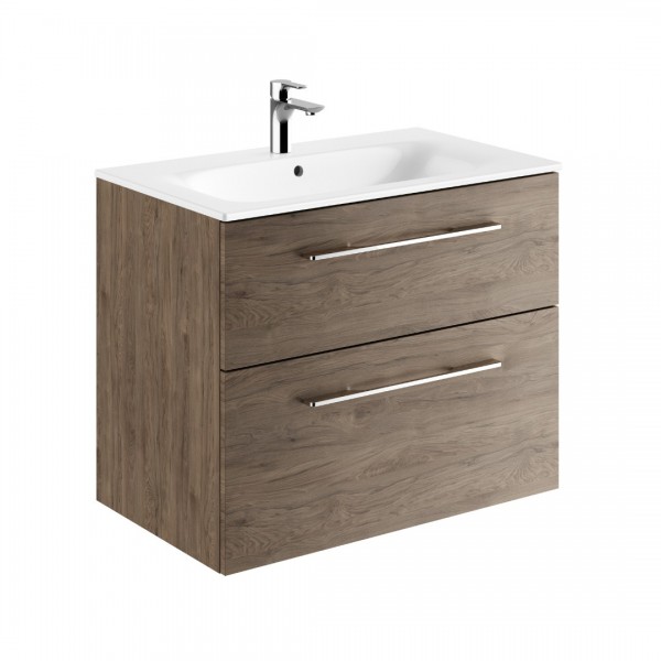 Geberit Selnova Square zestaw łazienkowy 80 cm umywalka z szafką orzech włoski hickory 501.242.00.1