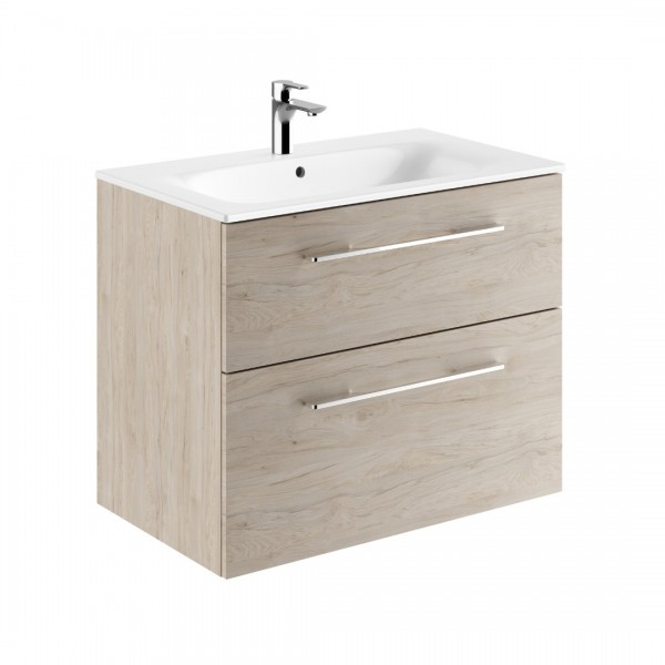 Geberit Selnova Square zestaw łazienkowy 80 cm umywalka z szafką orzech włoski hickory jasny 501.243.00.1