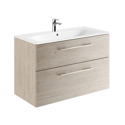Geberit Selnova Square zestaw łazienkowy 100 cm umywalka z szafką orzech włoski hickory jasny 501.247.00.1