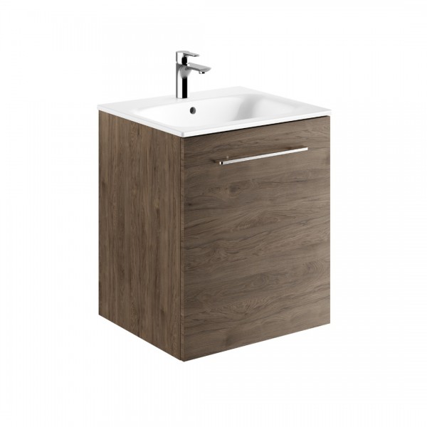 Geberit Selnova Square zestaw łazienkowy 55 cm umywalka z szafką orzech włoski hickory 501.250.00.1