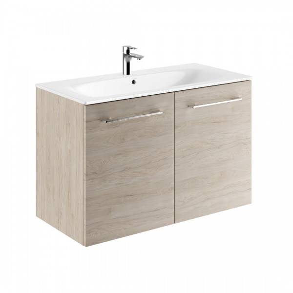 Geberit Selnova Square zestaw łazienkowy 100 cm umywalka z szafką orzech włoski hickory jasny 501.263.00.1