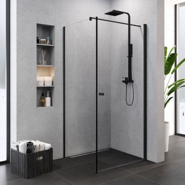 New Trendy Superia kabina prysznicowa kwadratowa 80 cm czarny półmat K-0590