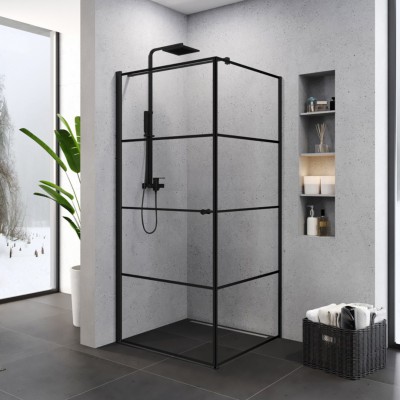 New Trendy Superia Black kabina prysznicowa kwadratowa 90 cm lewa czarny półmat/wzór pasy K-0596