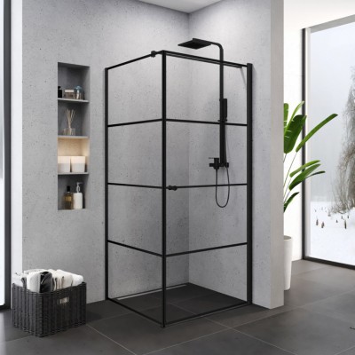 New Trendy Superia Black kabina prysznicowa kwadratowa 90 cm prawa czarny półmat/wzór pasy K-0604