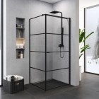 New Trendy Superia Black kabina prysznicowa kwadratowa 90 cm prawa czarny półmat/wzór pasy K-0604