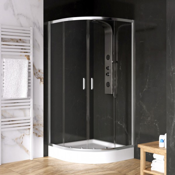 New Trendy Suvia kabina prysznicowa półokrągła 80 cm chrom K-0514