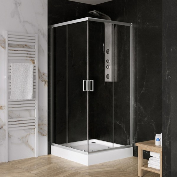 New Trendy Suvia kabina prysznicowa kwadratowa 80 cm z brodzikiem chrom ZS-0003