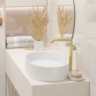 Deante Silia bateria umywalkowa wysoka stojąca złoty szczotkowany BQS_R24K