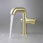 Deante Silia bateria umywalkowa stojąca złoty szczotkowany BQS_R24M